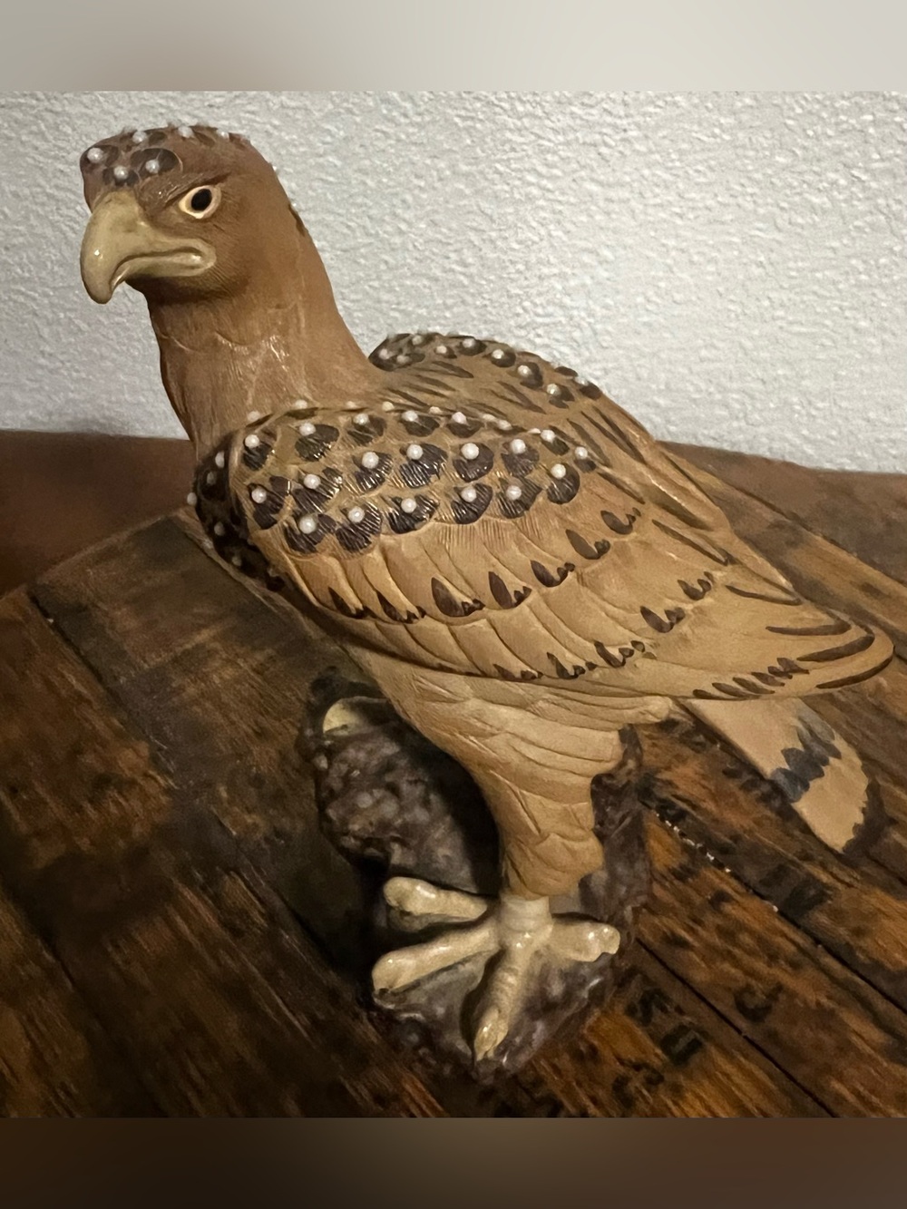 Vintage  Chinese Eagle Sculpture Zisha Purple Clay Pearl Glaze Hand Painted RARE - Picture 8 of 16
